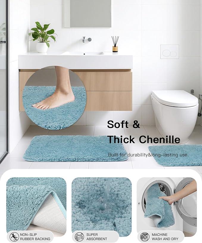 Bathroom Accessories Set,Blue Bathroom Set,24 Pieces Bathroom Accessory Set with Shower Curtain,Trash Can for Bathroom Accessories Décor and Home Gifts - ModernBath