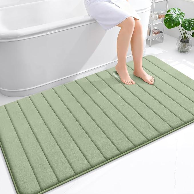OLANLY Memory Foam Bath Mat 59x35, Super Soft Absorbent Bathroom Rugs, Quick Dry, Machine Washable Shower Floor Rugs, Bathmat Carpet, Bathroom Home Decor Accessories, Sage Green - ModernBath