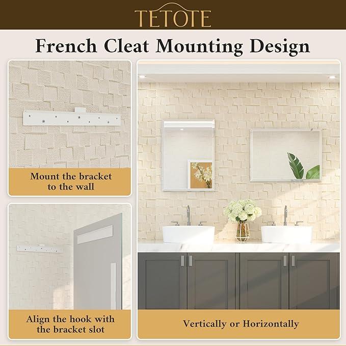 TETOTE 30" x 36" Rectangle Mirror with Frameless Tempered Beveled Edge for Vanity and Bathroom - ModernBath