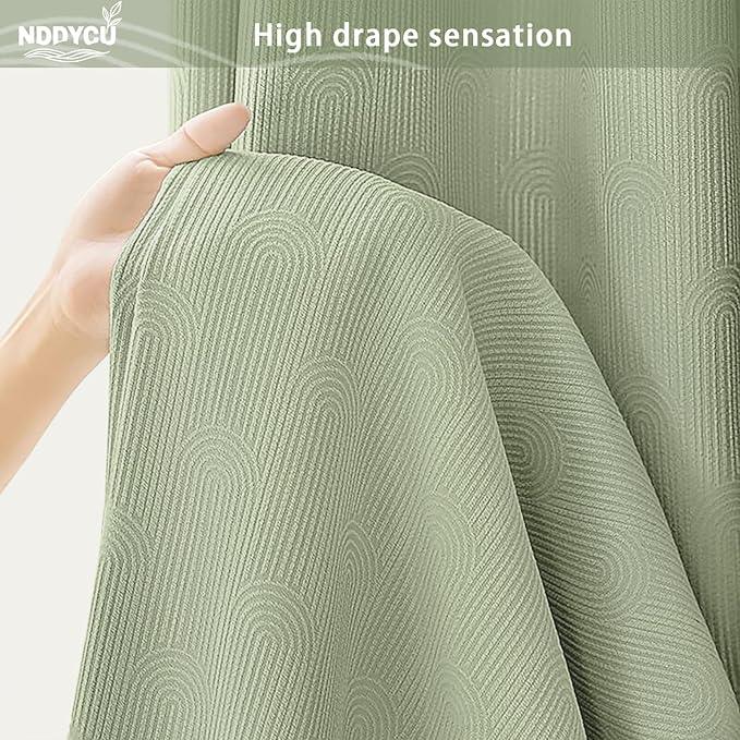 NDDYCU Sage Green Shower Curtain Boho Cotton Texture Mid Century Minimalist Arch Shower Curtain for Bathroom,72" W X 72" L - ModernBath