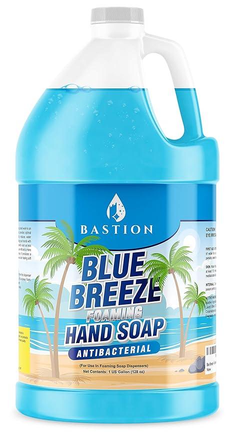 Bastion Blue Breeze Antibacterial Foaming Hand Soap Bulk Refill – 1 Gallon (128 oz) Rich Lather, Moisturizing Formula – Washes Away Germs & Bacteria – Refreshing Clean Scent for Foaming Dispensers - ModernBath
