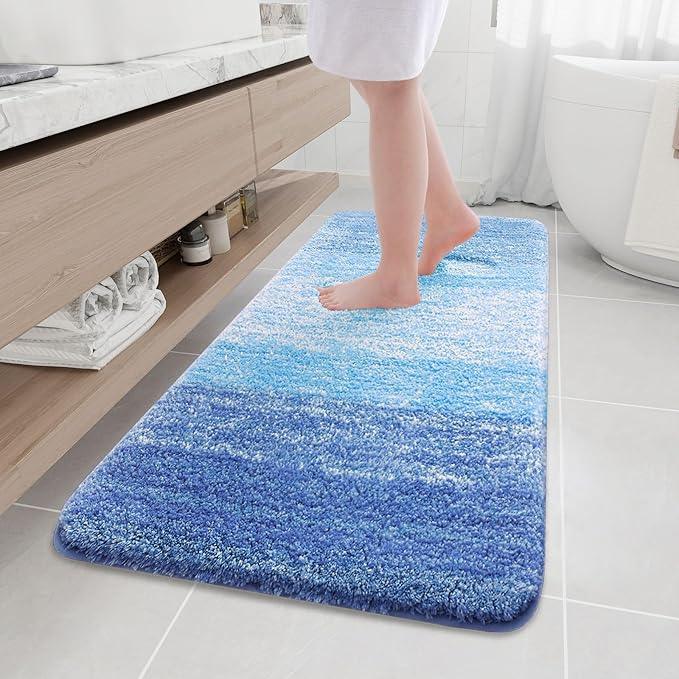 Arotive Microfiber Bathroom Rugs, Shaggy Soft and Absorbent Bath Rug, Non-Slip, Thick Plush Machine Washable Dry Bath Mats for Bathroom, Tub and Shower, 59x24, Light Royal Blue, Rectangular - ModernBath