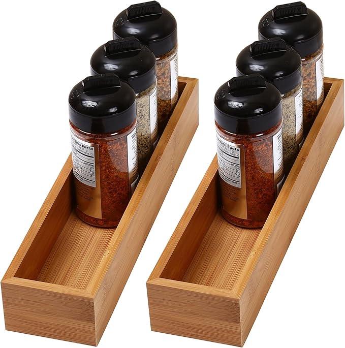 YBM Home Bamboo Drawer Organizer Storage Box for Kitchen Drawer, Junk Drawer, Office, Bedroom, Children Room, Craft, Sewing, and Bathroom, 2 Pack 3x12x2 inch - ModernBath