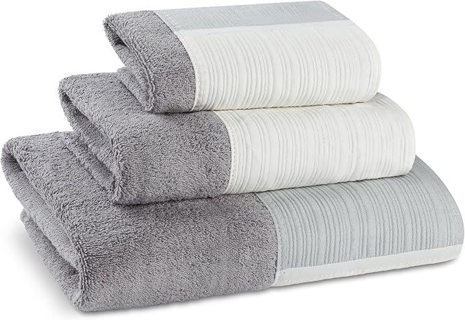 Zahari Home Modern Line Bathroom Towel Set - 3 Piece Set, Modern Design, Luxury Gray Towels - ModernBath