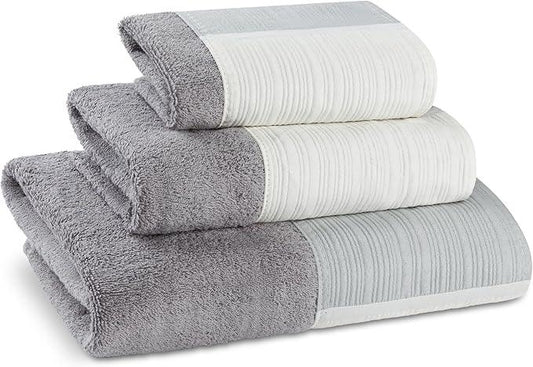 Zahari Home Modern Line Bathroom Towel Set - 3 Piece Set, Modern Design, Luxury Gray Towels - ModernBath