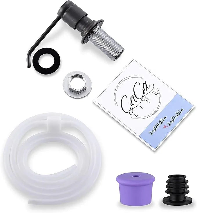 GAGALIFE Soap Dispenser for Kitchen Sink (Oil Rubbed Bronze) and Extension Tube Kit, Complete Brass Head, 40" Silicone Tube Connect to The Soap Bottle Directly, No More Top Refill - ModernBath