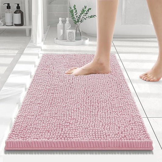Smiry Luxury Chenille Bathroom Rugs 24x16, Extra Soft and Absorbent Shaggy Bath Mat, Machine Washable, Non-Slip Plush Carpet Runner for Tub, Shower, and Floor, Home Decor Accessories, Dusty Rose - ModernBath
