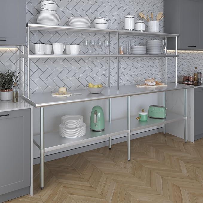 AmGood Double OverShelf Stainless Steel NSF - Many (96" Long x 12" Deep) - ModernBath