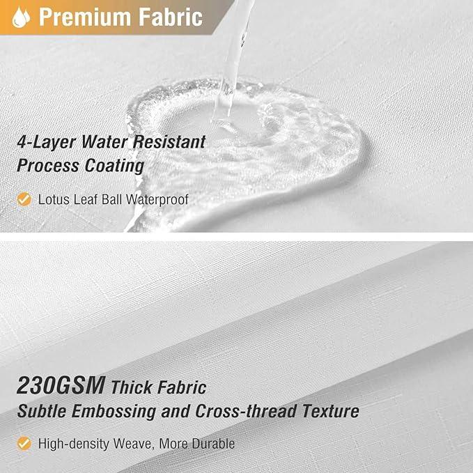 BTTN Extra Long Fabric Shower Curtain - 84 Inches Long Linen Textured Heavy Duty Cloth Shower Curtain Set with 12 Plastic Hooks, Large Hotel Luxury Polyester Bath Curtains for Bathroom(72"x84", White) - ModernBath