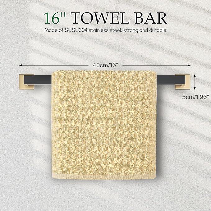 Black and Gold Bathroom Hardware Accessories Set 5-Pieces Towel Bar Set Stainless Steel Towel Holder Set 16 Inch Towel Bar,Towel Racks Set for Bathroom Wall Mounted - ModernBath