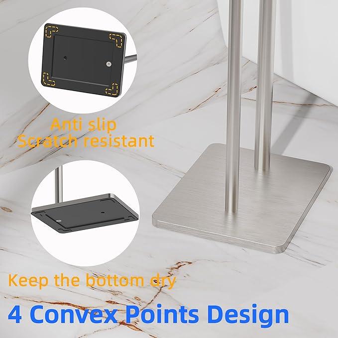 RUACQ Toilet Paper Holder Stand, Bathroom Toilet Paper roll Holder Free Standing with Storage for 4 Rolls, Post Pivoting Design, Stable Weighted Base, SUS304 Stainless Steel (Brushed Nickel) - ModernBath