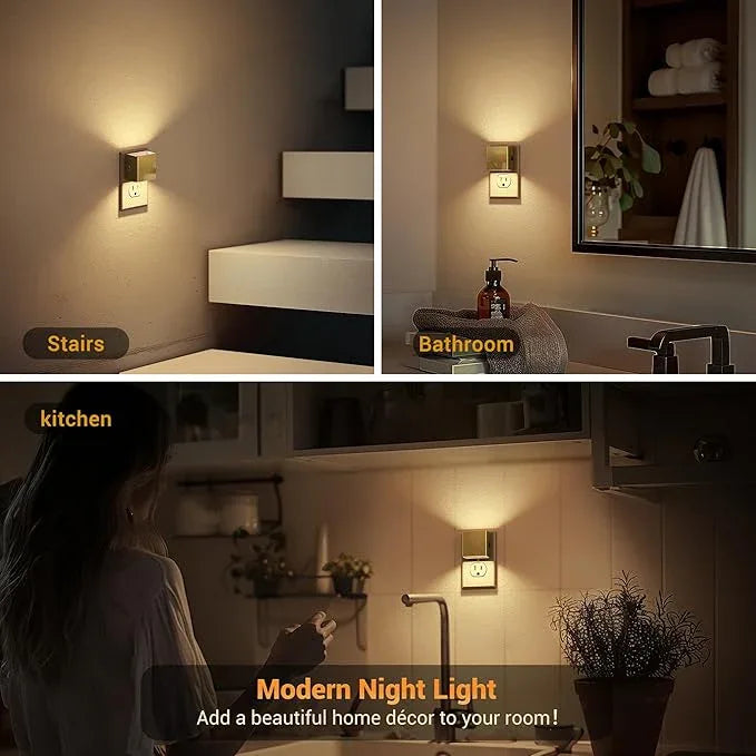 JandCase Night Light,Automatic Night Lights Plug into Wall,Dusk to Dawn,2 Pack Soft White 3000K Brightness Adjustable Nightlight for Kids Bedroom Bathroom Hallway Kitchen - ModernBath