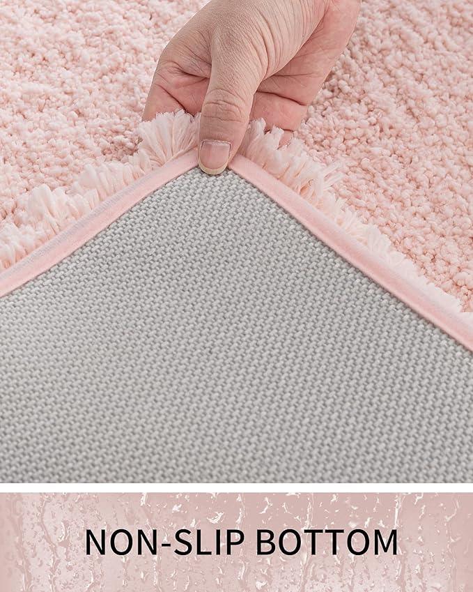 Ruggnovea Bathroom Rugs Non Slip Washable, Ultra Soft Thick Shaggy Absorbent Bath Mats, High Density Foam Latex Non Slip Backing Bath Rugs, Microfiber Bath Mats for Bathroom Floor&Sink,24x17,Pink - ModernBath