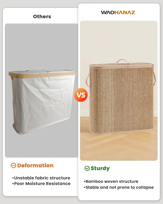 Bamboo Toilet Paper Storage Basket with Lid & Handle - 32L Large Capacity Handwoven Bathroom Organizer for 16 Rolls - Sturdy Stand Holder for Toilet Paper Organization, Carbon Brown - ModernBath