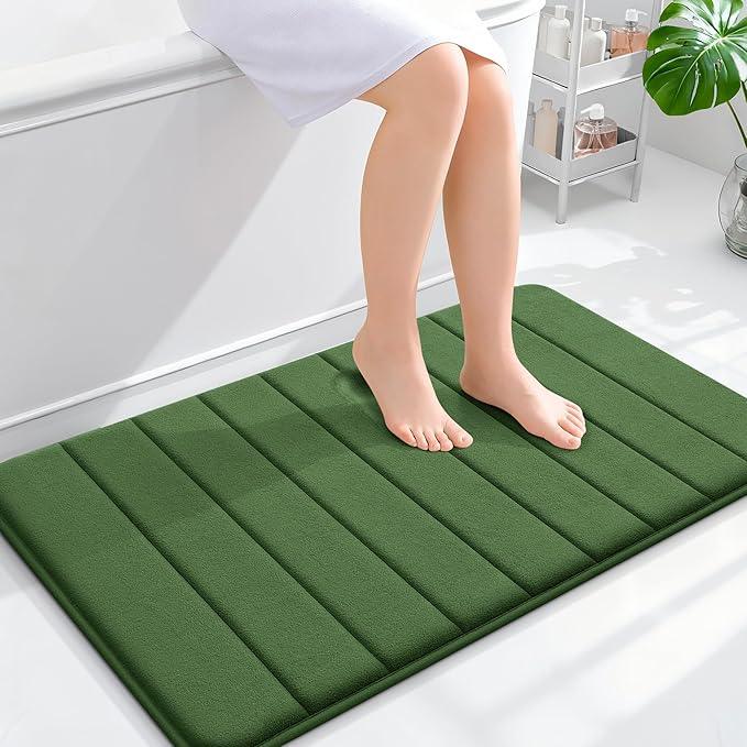 OLANLY Memory Foam Bath Mat 36x24, Super Soft Absorbent Bathroom Rugs, Quick Dry, Machine Washable Shower Floor Rugs, Bathmat Carpet, Bathroom Home Decor Accessories, Olive Green - ModernBath