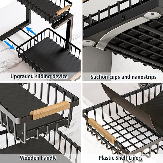Under Sink Organizers, 2 Tier Pull Out Under Cabinet Organizer，Height Adjustable Pull Out Cabinet Drawers, Metal Sliding Drawer for Kitchen Bathroom Pantry Cabinet Closet Organization Rack，1 Pack - ModernBath