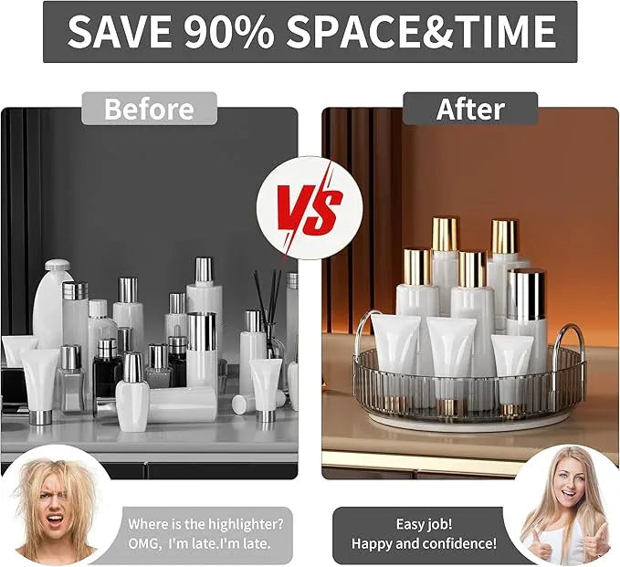 YCIA&DONE 360 Rotating Makeup Organizer and Storage for Vanity Countertop 1 Tier, High Capacity Cosmetic Skincare Perfume Organizers for Dresser Bathroom Fridge Lazy Susan (Smoky Gray) - ModernBath