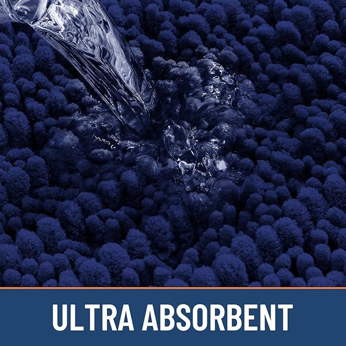 Smiry Bathroom Rugs Mat 71x47, Extra Soft Absorbent Chenille Bath Rugs, Non Slip Rubber Backing Machine Washable Quick Dry Bath Mats for Bathroom Floor, Tub, Shower, Home Decor Accessories, Navy Blue - ModernBath