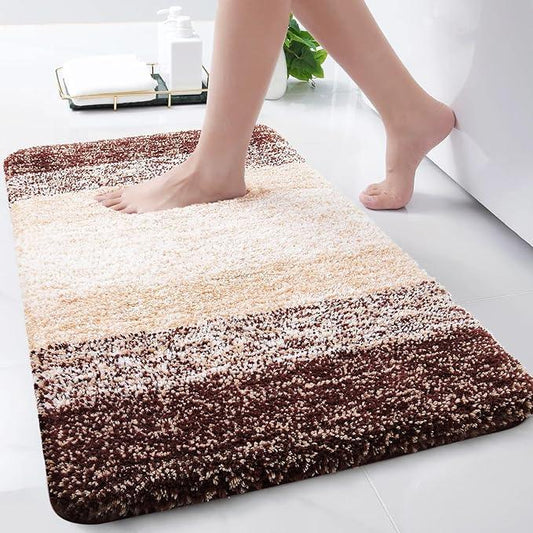 Arotive Microfiber Bathroom Rugs, Shaggy Soft and Absorbent Bath Rug, Non-Slip, Thick Plush Machine Washable Dry Bath Mats for Bathroom, Tub and Shower, 30x17, Brown, Rectangular - ModernBath