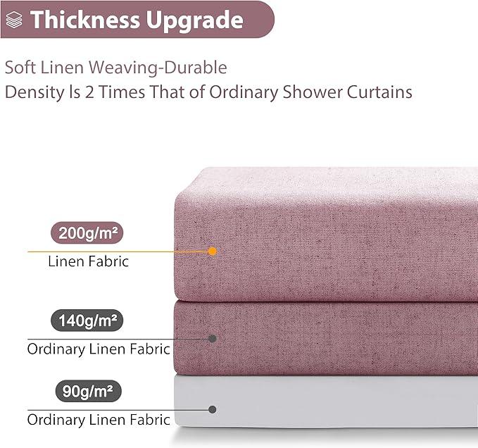 Jowels Blush Pink Linen Shower Curtain, Boho Farmhouse Shower Curtain Set for Bathroom, 200GSM Luxury Weighted Water Resistant Fabric Textured Shower Curtains with 12 Metal Hooks, 72Wx72H - ModernBath