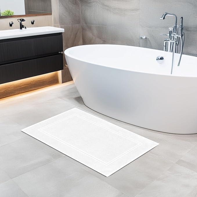 Tens Towels Pack of 2 Bath Mats 100% Cotton, 20 x 32 Inches, Super Absorbent, Hotel Quality Premium Floor Towels, Luxurious, Soft & Quick Dry, Not a Bathroom Rug, White - ModernBath