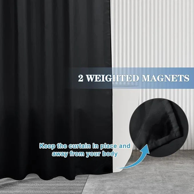 Nasitos Extra Long Fabric Shower Curtain Liners 2 Pack - W72 x H84 - Water Resistant Cloth Shower Curtains with Magnets, Soft Hotel Quality, Machine Washable (Black, Magnets Included) - ModernBath