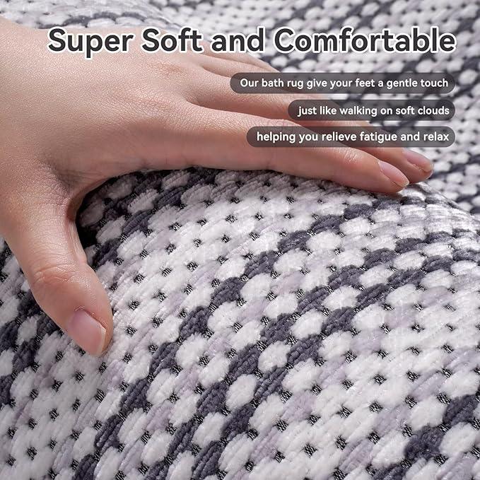 YDKGL Soft Chenille Bath Mat Super Absorbent Bathroom Mat Quick Dry- Rubber Backed Bath Mats for Bathroom Floor Non Slip-Machine Washable Bathroom Rugs Front of Bathtub,Shower Room Grey 16x24 - ModernBath