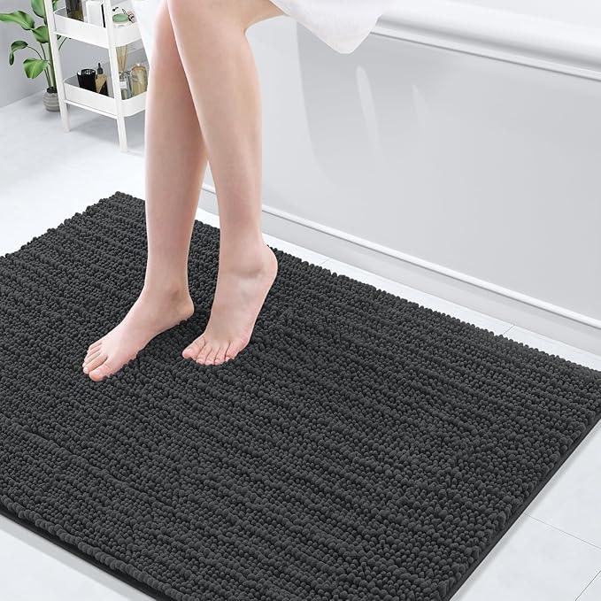 Arotive Luxury Chenille Bathroom Rug Mat, Extra Soft Thick Absorbent Shaggy Bath Rugs, Non-Slip Machine Wash Dry, Plush Bath Mats for Bathroom, Shower and Tub, 47x32, Dark Grey - ModernBath