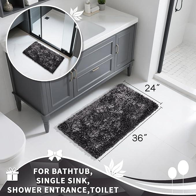 Yimobra Large Bathroom Rug Non Slip 36x24 Inch, Extra Thick Soft Absorbent Chenille Bath Mat, Machine Washable Quick Dry Bath Rugs for Bathroom Floor, Tub and Shower, Home Decor Accessories, Dark Grey - ModernBath