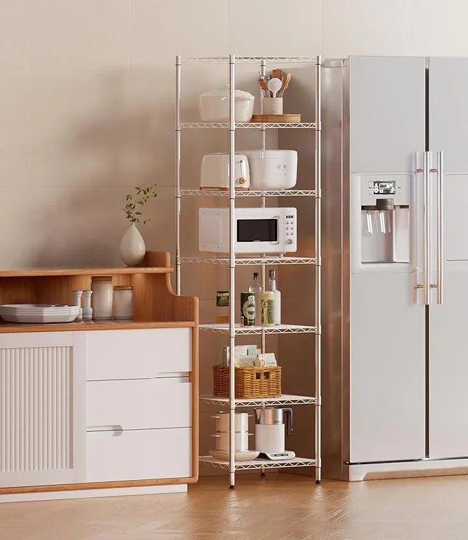 Finnhomy Heavy Duty 7 Tier Wire Shelving, 18x18x72 inches 7 Shelves Storage Rack with Thicken Steel Tube, Pantry Shelves for Storage, Adjustable Metal Shelving Unit, NSF Certified, Chrome - ModernBath