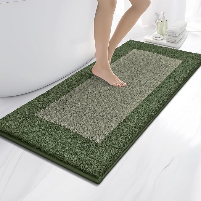 anllugs Bathroom Rugs 24" x 60", Non-Slip Extra Soft Absorbent Bath Rugs, Machine Washable Quick Dry Bath Mats for Bathroom Floor, Shower, Bathtub and Sink, Sage Green & Budding Green - ModernBath