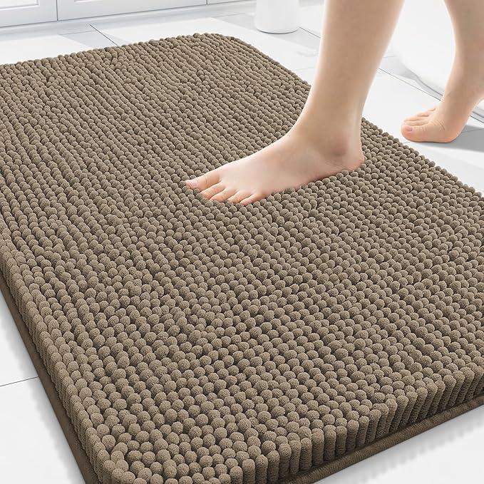 Arotive Bathroom Rugs 30x20, Extra Soft Absorbent Shaggy Chenille Bath Rugs, Machine Washable Rubber Backing Non-Slip Bath Mats for Bathroom Floor Tub and Shower, Home Decor Accessories, Camel - ModernBath