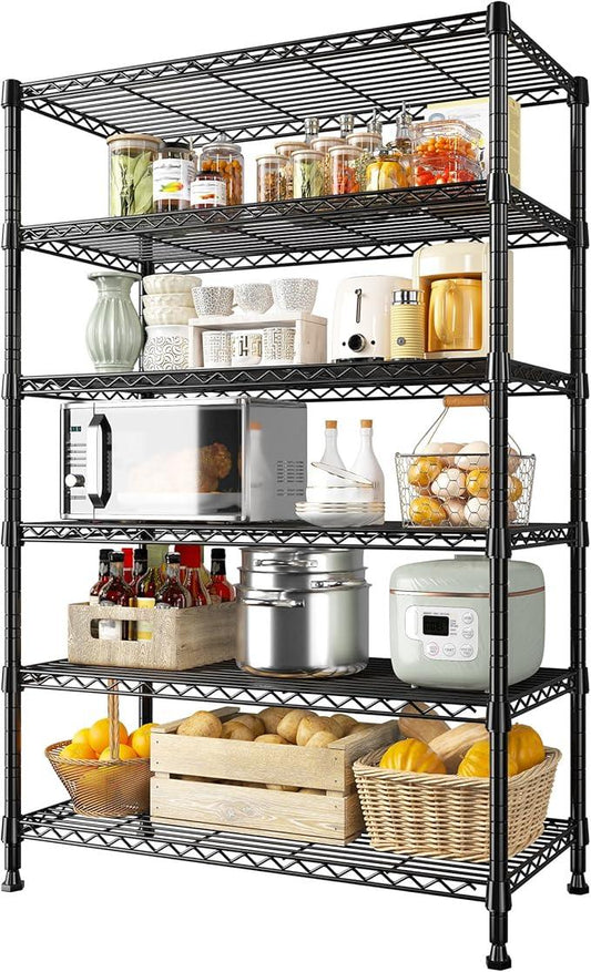 REIBII 71" H Metal Shelves 6 Tier Storage Shelves 1200LBS Adjustable Shelving Units and Wire Shelving Unit Storage Rack Shelf Metal Shelving, 71" H x 29" W x 14" D - ModernBath