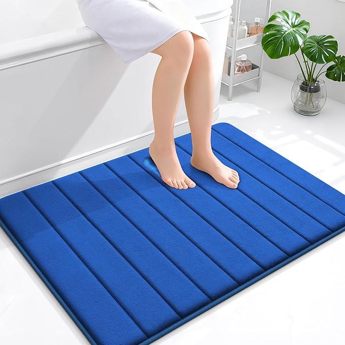 OLANLY Memory Foam Bath Mat 40x32, Super Soft Absorbent Bathroom Rugs, Quick Dry, Machine Washable Shower Floor Rugs, Bathmat Carpet, Bathroom Home Decor Accessories, Royal Blue - ModernBath