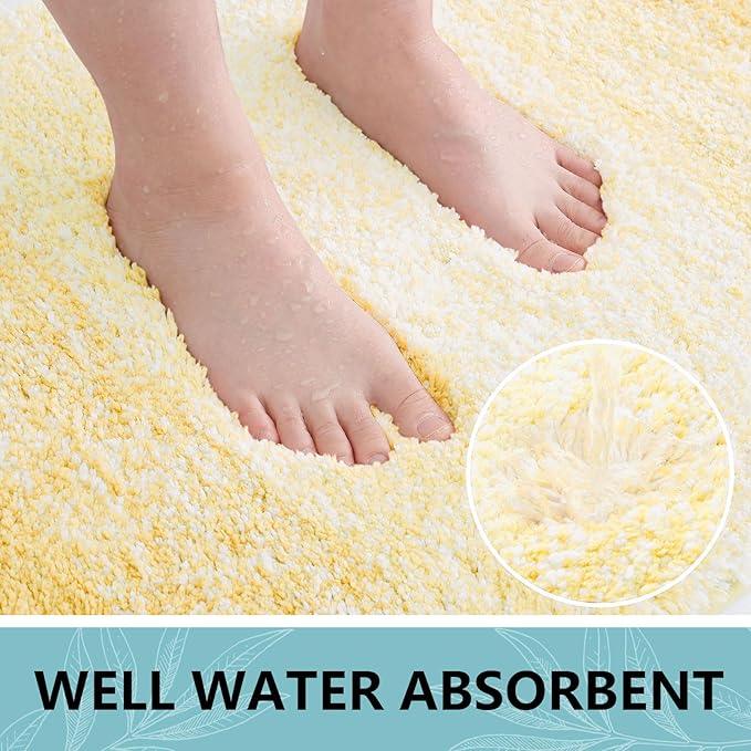Arotive Microfiber Bathroom Rugs, Shaggy Soft and Absorbent Bath Rug, Non-Slip, Thick Plush Machine Washable Dry Bath Mats for Bathroom, Tub and Shower, 54x24, Light Yellow, Rectangular - ModernBath