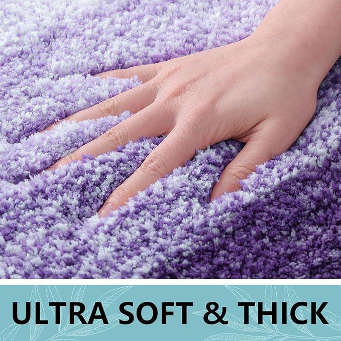Arotive Microfiber Bathroom Rugs, Shaggy Soft and Absorbent Bath Rug, Non-Slip, Thick Plush Machine Washable Dry Bath Mats for Bathroom, Tub and Shower, 44x32, Dark Purple, Rectangular - ModernBath