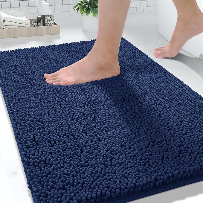Yimobra Large Bathroom Rugs 36"x24", Non Slip Bath Mat for Tub, Shaggy Rug Floor Carpet, Extra Soft Super Absorbent Quick Dry, Machine Washable,Navy Blue - ModernBath