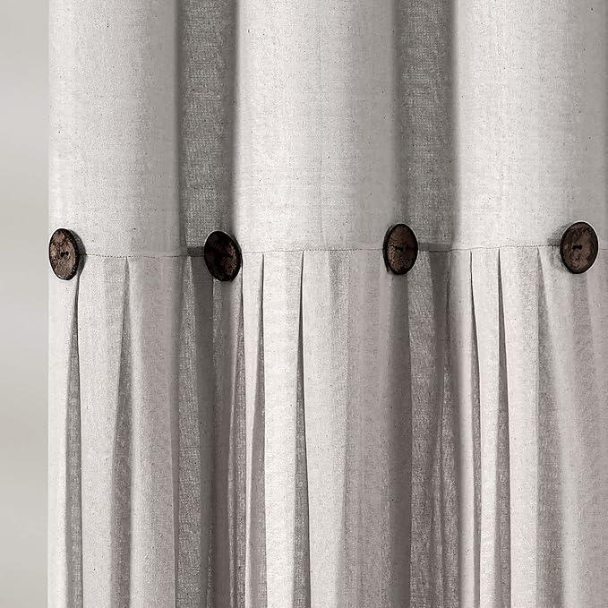 Lush Decor Linen Button Shower Curtain, 72" W x 72" L, Gray - Gray Shower Curtain Fabric - Bathroom Curtain - Farmhouse Bathroom Decor - ModernBath