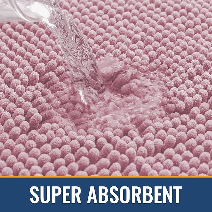 Arotive Bathroom Rugs 30x20, Extra Soft Absorbent Shaggy Chenille Bath Rugs, Machine Washable Rubber Backing Non-Slip Bath Mats for Bathroom Floor Tub and Shower, Home Decor Accessories, Dusty Rose - ModernBath