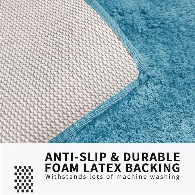 FIFU Bathroom Rugs 20" W x 32" L, Bath Mat for Bathroom, Bedroom, Laundry Room & Kitchen, Non-Slip Rubber Latex Backing, Extra Soft and Absorbent Microfiber Carpet, Machine Washable Rug, Sky Blue - ModernBath