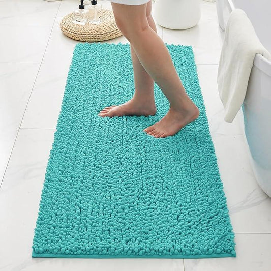 Ruggnovea Chenille Bathroom Rugs Non Slip Washable 44x24, Extra Thick Soft Absorbent Chenille Bath Mat, Non-Slip Barrier Backing, Quick Dry Machine Washable Bath Mats Tub, Shower,Floor/Sink,Teal - ModernBath