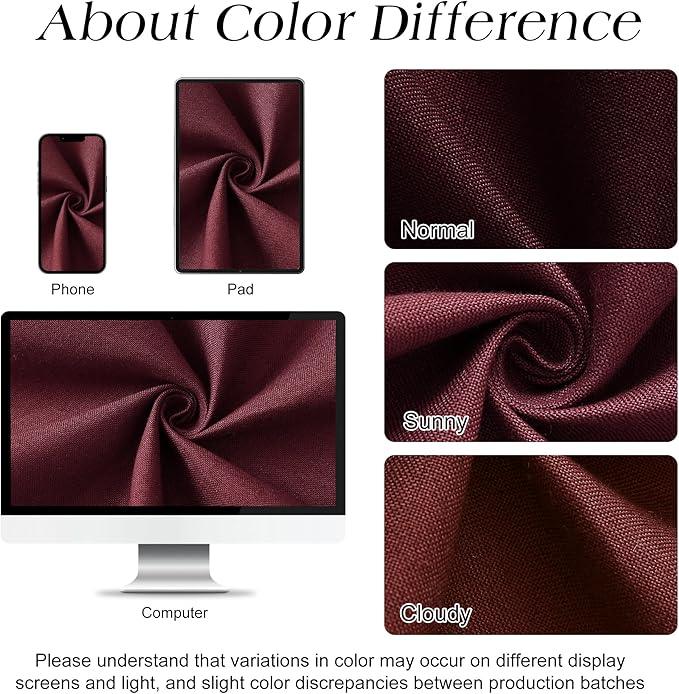 Naturoom Burgundy 60 Inch Shower Curtain - Stall Narrow Half Linen Ultra Thick Fabric Shower Curtain Set with Hooks, Boho Farmhouse Rustic RV Camper Bath Curtains for Bathroom, 60x72 - ModernBath