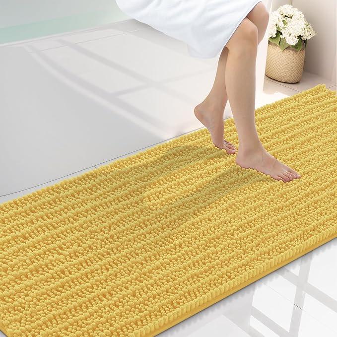 Smiry Bathroom Rugs Mat 70x24, Extra Soft Absorbent Chenille Bath Rugs, Non Slip Rubber Backing Machine Washable Quick Dry Bath Mats for Bathroom Floor, Tub, Shower, Home Decor Accessories, Yellow - ModernBath