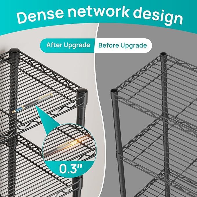 SINGAYE 6 Shelves Bathroom Organizers and Storage Shelf Wire Closet Metal Pantry Kitchen Small Garage Shelving Unit Laundry Room Organization Home Tall Rack Balck 10" D x 16" W x 60”H - ModernBath