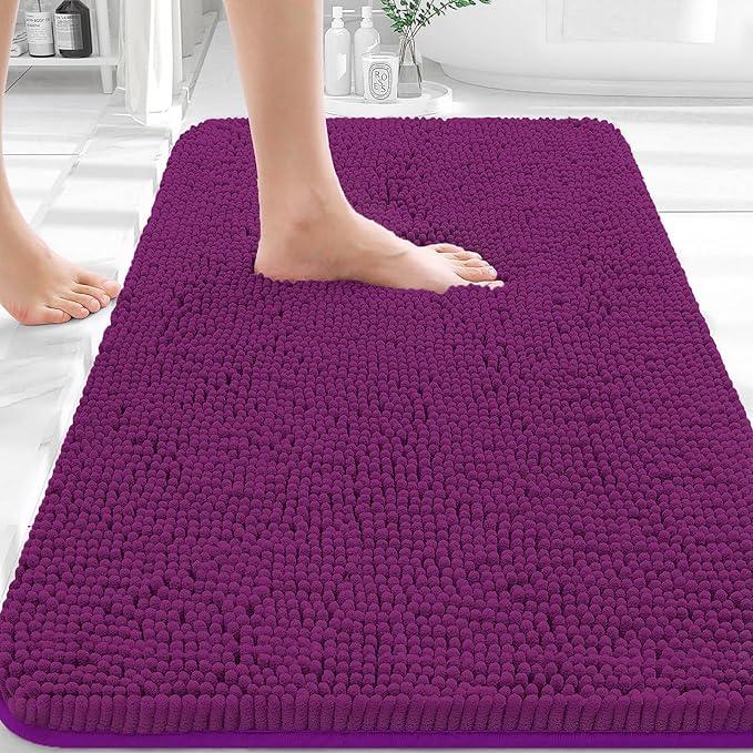 OLANLY Bathroom Rugs 30x20, Extra Soft Absorbent Chenille Bath Rugs, Rubber Backing Quick Dry, Machine Washable Bath Mats for Bathroom Floor, Tub and Shower, Home Decor Accessories, Purple - ModernBath