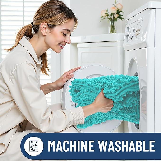 Smiry Bathroom Rugs Mat 30x20, Extra Soft Absorbent Chenille Bath Rugs, Non Slip Rubber Backing Machine Washable Quick Dry Bath Mats for Bathroom Floor, Tub, Shower, Home Decor Accessories, Turquoise - ModernBath