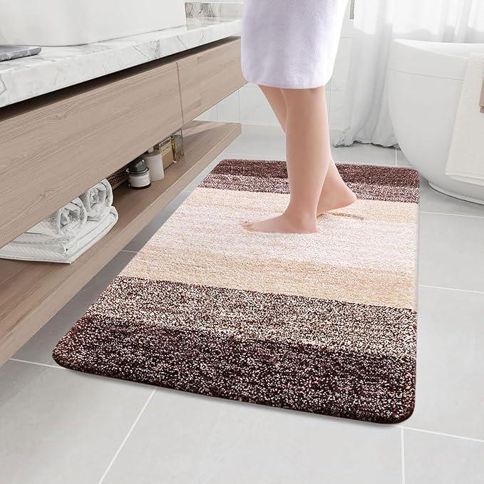 Arotive Microfiber Bathroom Rugs, Shaggy Soft and Absorbent Bath Rug, Non-Slip, Thick Plush Machine Washable Dry Bath Mats for Bathroom, Tub and Shower, 47x32, Brown, Rectangular - ModernBath