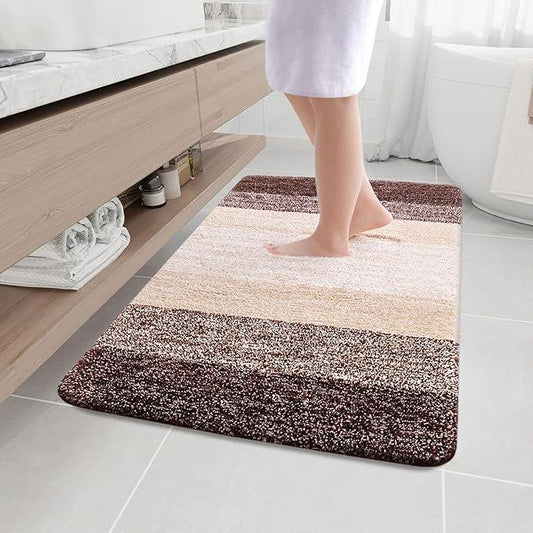 Arotive Microfiber Bathroom Rugs, Shaggy Soft and Absorbent Bath Rug, Non-Slip, Thick Plush Machine Washable Dry Bath Mats for Bathroom, Tub and Shower, 47x32, Brown, Rectangular - ModernBath