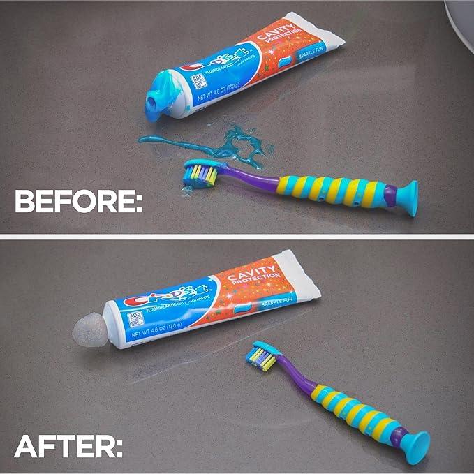 Chrome Cherry SqueezMe Self-Closing Toothpaste Caps, Silicone Lid for Kids & Adults, No Mess Toothpaste Dispenser, Easy Squeezer Cap for Tubes, Bathroom Accessory, Glitter, Pack of 6 - ModernBath