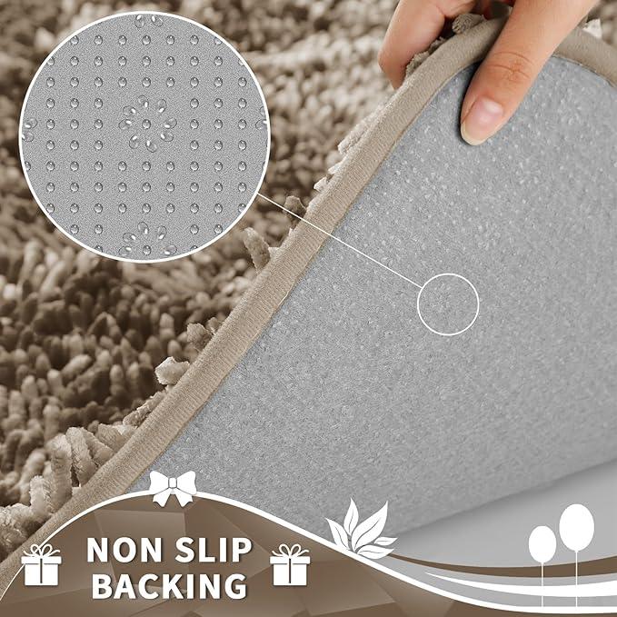 Yimobra Toilet Rugs U Shaped Washable, Extra Thick Soft Absorbent Chenille Contour Bathroom Rugs for Toilet 24x24 Inch, Quick Dry Non Slip Toilet Mat for Bath Floor, Camel - ModernBath
